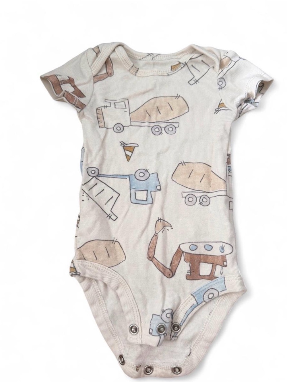 Neutral Construction Print One-Piece Bodysuit for Kids